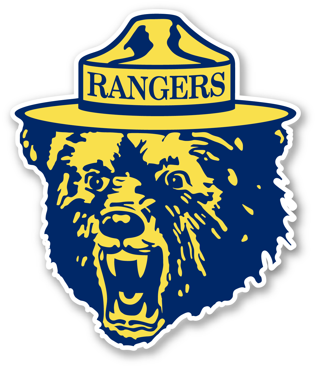 A graphic logo featuring a bear wearing a ranger hat with the text 'RANGERS' on it.